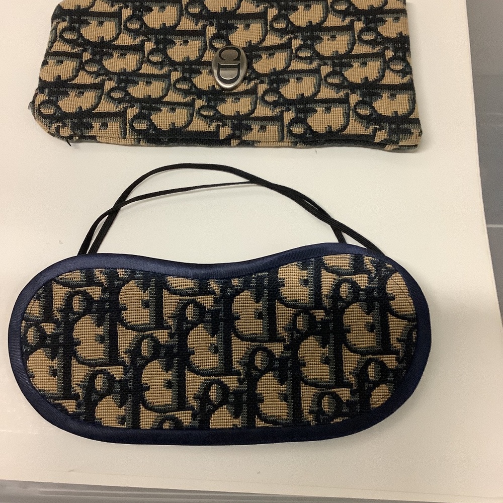 Christian Dior Logo Sleep Mask & Pouch
